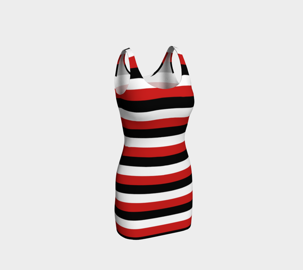 Red Black & White Bodycon Dress - Objet D'Art
