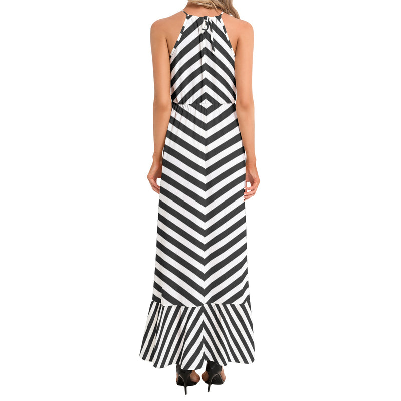 Ruffle Hem Halter Neck Maxi Dress - Objet D'Art