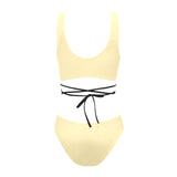creme solid print 2 Cross String Bikini Set (Model S29) - Objet D'Art