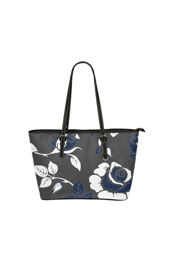 Delft Roses at Dawn Leather Tote Bag/Small - Objet D'Art