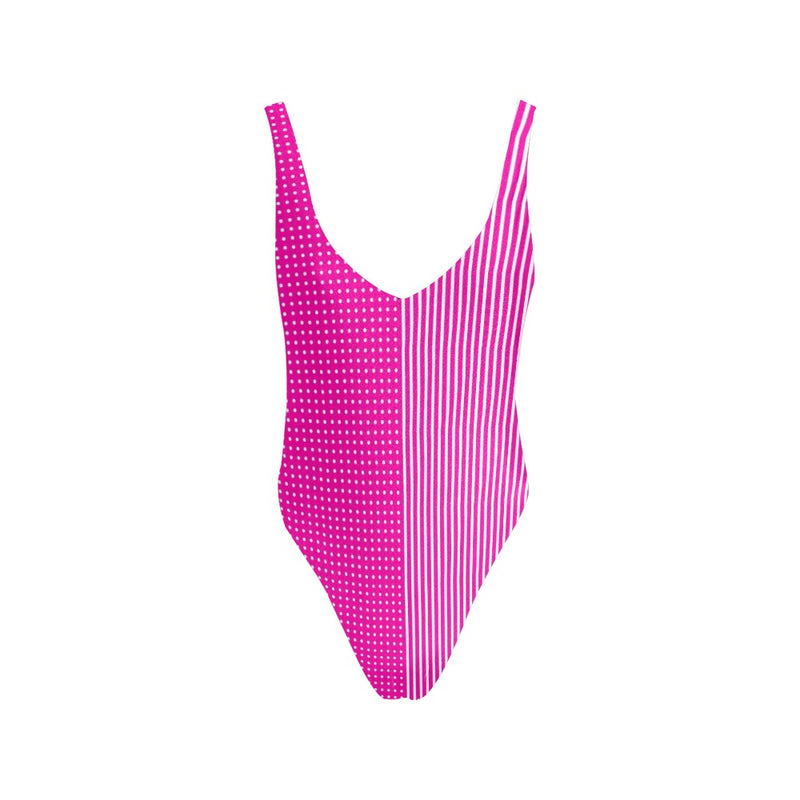 fuchsia solid print 6Q Sexy Low Back One-Piece Swimsuit (Model S09) - Objet D'Art