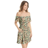 Off Shoulder Shirred Waist Flared Mini Dress - Objet D'Art