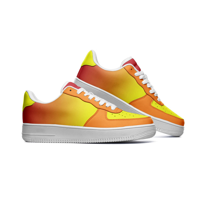 Glowing Ember Unisex Low Top Leather Sneakers - Objet D'Art