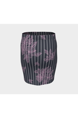 Pink & Gray Striped Fitted Skirt - Objet D'Art