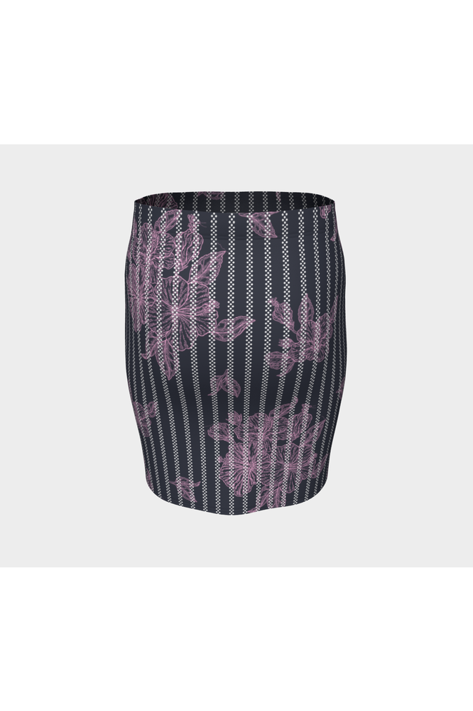 Pink & Gray Striped Fitted Skirt - Objet D'Art