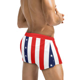 stars and stripes print 2 Men's Swim Trunks with Zipper Pocket (Model L71) - Objet D'Art