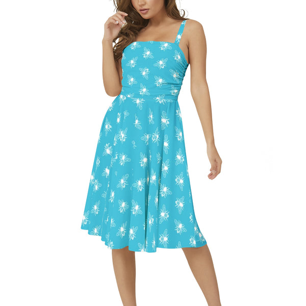 Sleeveless Square Neck Flare Hem Midi Dress - Objet D'Art