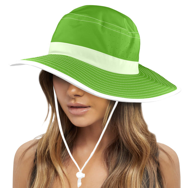 avocado spread solid print Wide Brim Bucket Hat - Objet D'Art