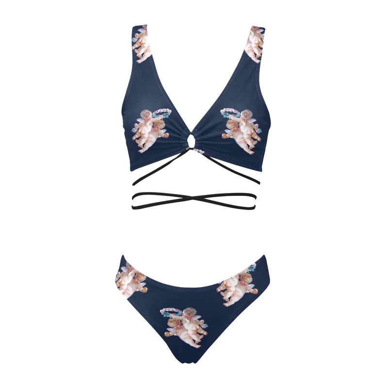 cheribum navy blue print 5 Cross String Bikini Set (Model S29) - Objet D'Art