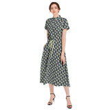 Ring Ring Drawstring Waist A-line Flared Midi Dress - Objet D'Art