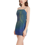 Spectral Circuit Sleeveless Square Neckline Spaghetti Strap Mini Dress - Objet D'Art