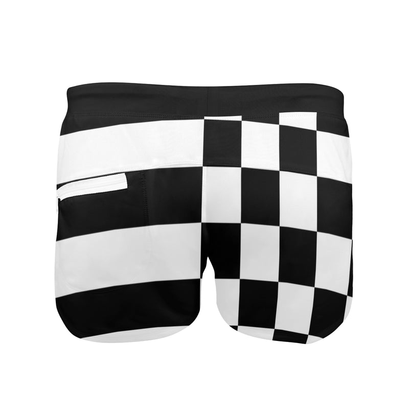 black 2 9k Men's Swim Trunks with Zipper Pocket (Model L71) - Objet D'Art