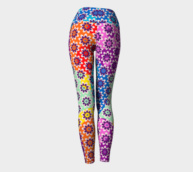 Yin Yang Daisies Yoga Leggings - Objet D'Art