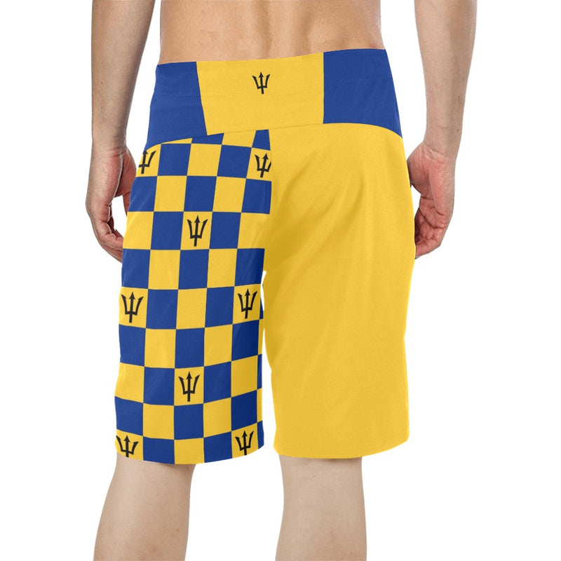 barbados gold print Men's All Over Print Board Shorts (Model L16) - Objet D'Art