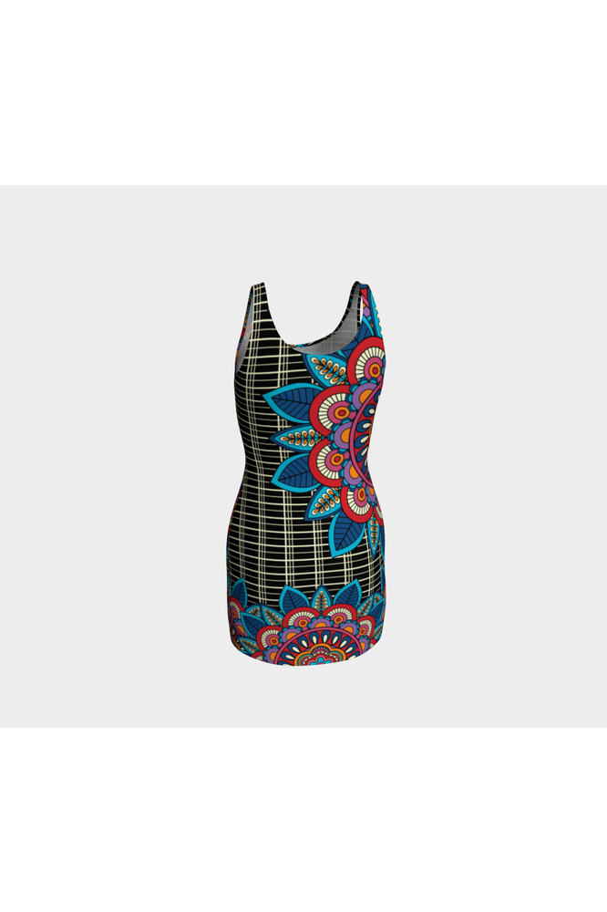 Colorful Floral Lattice Bodycon Dress - Objet D'Art
