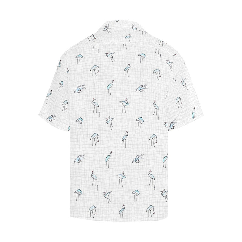 crane 4 wavy grid hokusai print Hawaiian Shirt (Model T58) - Objet D'Art