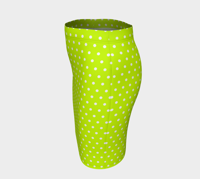 Neon Green Polka Dot Fitted Skirt - Objet D'Art