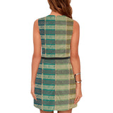 Boldly Striped Greek Key Eos Women's Sleeveless Dress - Objet D'Art