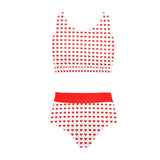 pure red print Crop Top Bikini Set (Model S21) - Objet D'Art