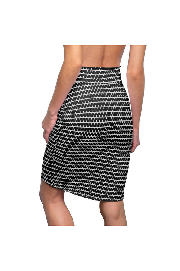 Black and White Striped Women's Pencil Skirt - Objet D'Art