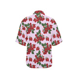 lav rasp print 2 All Over Print Hawaiian Shirt for Women (Model T58) - Objet D'Art