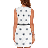 white star polka dot print Eos Women's Sleeveless Dress (Model D01) - Objet D'Art