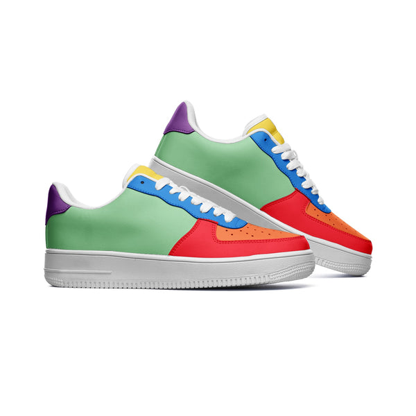 Color Collage Unisex Low Top Leather Sneakers - Objet D'Art