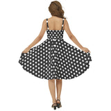 Polka dot Sleeveless Square Neck Flare Hem Midi Dress - Objet D'Art