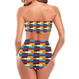 self portrait color scheme print Chest Wrap Bikini Swimsuit (Model S36) - Objet D'Art