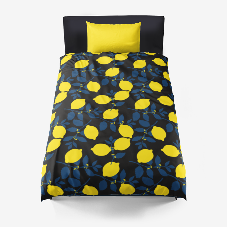 Lemon Print Microfiber Duvet Cover - Objet D'Art