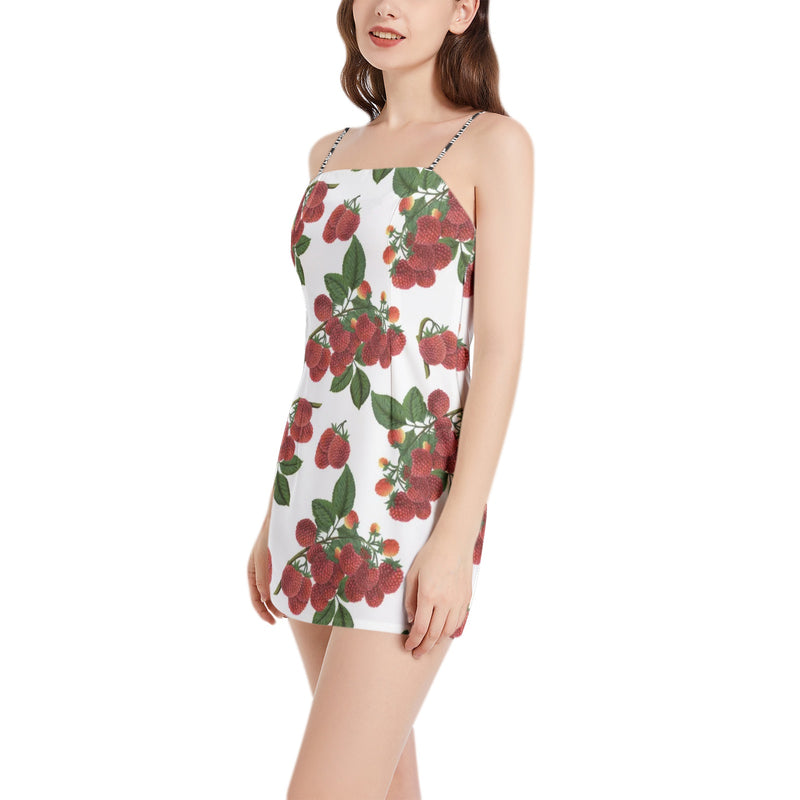 Raspberry Parfait Sleeveless Square Neckline Spaghetti Strap Mini Dress - Objet D'Art