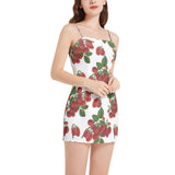 Raspberry Parfait Sleeveless Square Neckline Spaghetti Strap Mini Dress - Objet D'Art