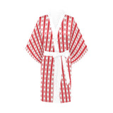 gingham red print Kimono Robe - Objet D'Art