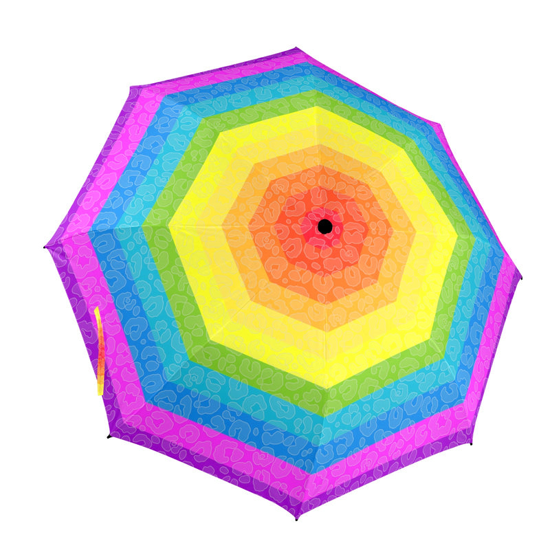 leopard print spectrum umbrella print Semi-Automatic Foldable Umbrella (Model U12) - Objet D'Art