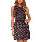 red gray black print 3 Eos Women's Sleeveless Dress (Model D01) - Objet D'Art