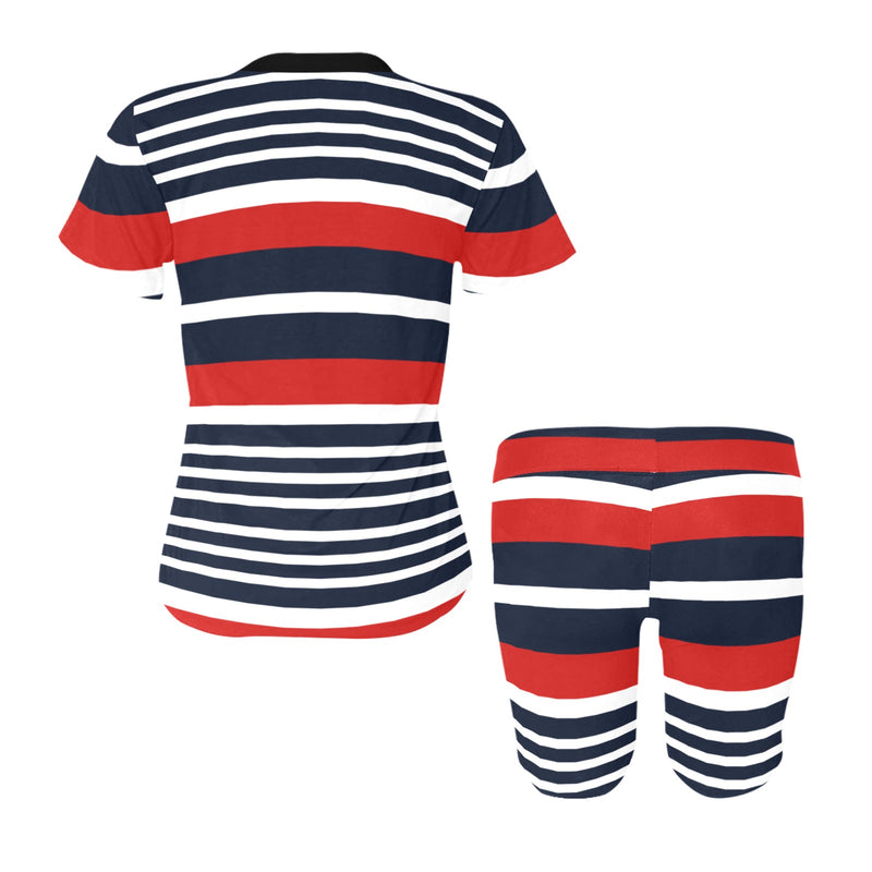 striped 2 d47 back Women's Short Yoga Set - Objet D'Art