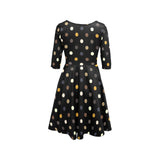 earthtone polka dot print 4A Half Sleeve Skater Dress (Model D61) - Objet D'Art