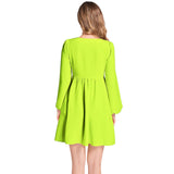 Neon Lights Lantern Sleeve Deep V-Neck Short Dress - Objet D'Art