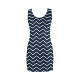 chevron dark blue print 2 Medea Vest Dress (Model D06) - Objet D'Art
