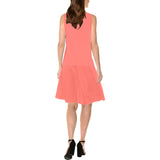 salmon light solid print Sleeveless Splicing Shift Dress(Model D17) - Objet D'Art