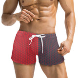 red grey hex two tone print 2 Men's Swim Trunks with Zipper Pocket (Model L71) - Objet D'Art