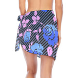 BLUE PINK ROSE PRINT copy Beach Sarong Wrap - Objet D'Art