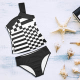 black 2 9k Women's One Shoulder Backless Swimsuit (Model S44) - Objet D'Art