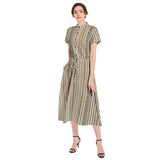 Drawstring Waist A-line Flared Midi Dress - Objet D'Art