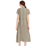 Drawstring Waist A-line Flared Midi Dress - Objet D'Art