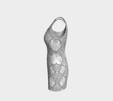 White Snakeskin Bodycon Dres - Objet D'Art