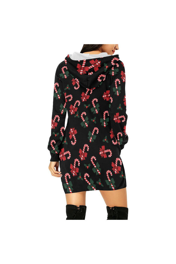 Candy Cane Cozy Hoodie Mini Dress - Objet D'Art