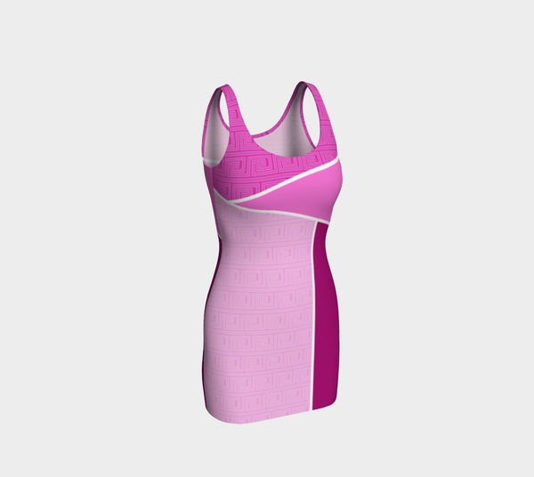 Fuchsia Greek Key Bodycon Dress - Objet D'Art