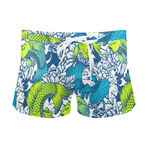 pisces neon green blue ombre print Men's Swim Trunks with Zipper Pocket (Model L71) - Objet D'Art
