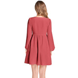 Pridefully Red Lantern Sleeve Deep V-Neck Short Dress - Objet D'Art